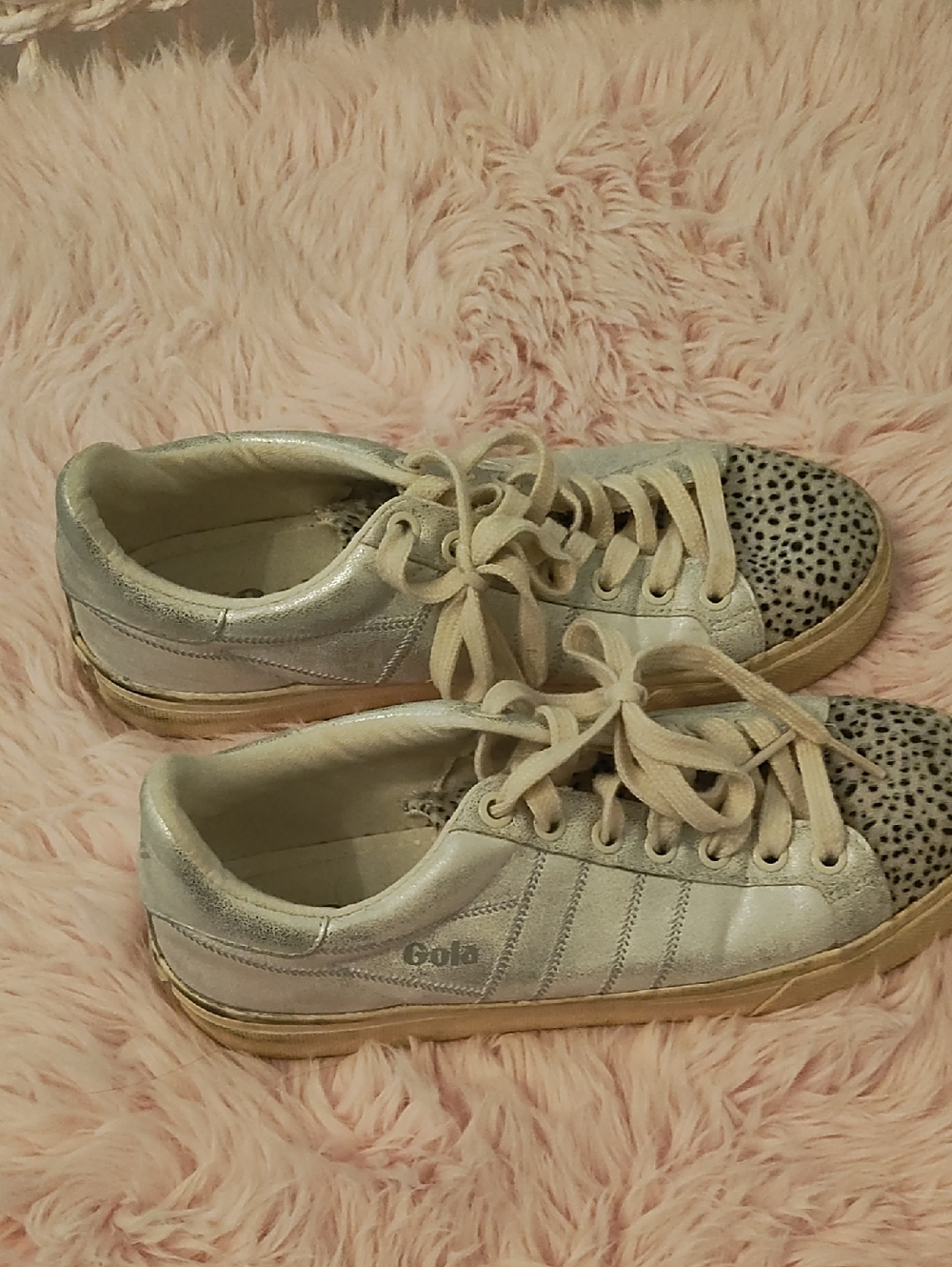 Gola Silver Lace-Up Sneakers with Speckled Toe